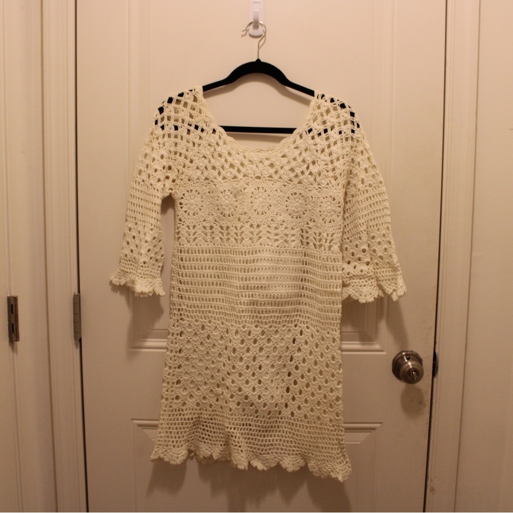 Lucky Brand Ivory Crochet Knit Top